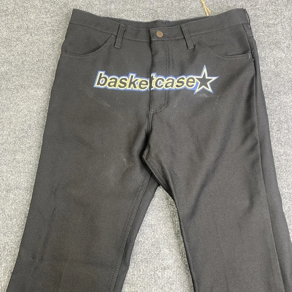 Basketcase x Wrangler Pants Mens 36x30 Black Graphic Polyester Streetwear